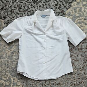 Vintage Cobble Lane Shirt Makers Short Sleeve Button Down Blouse White 16
